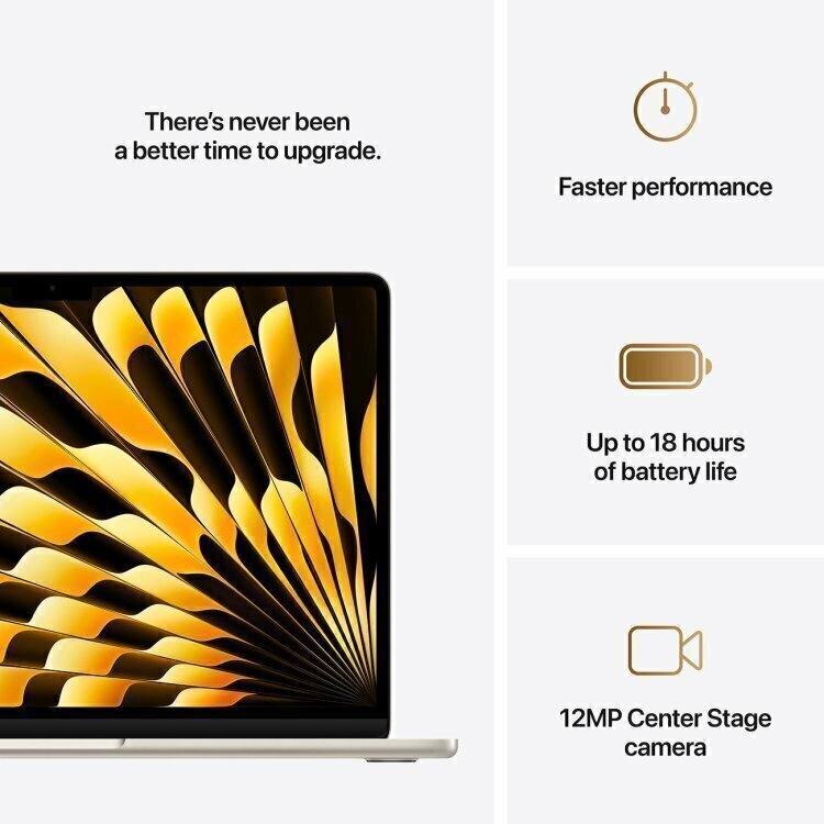 Apple MacBook Air Laptop 13,6 polegadas M4 Chip 10 núcleos CPU 10 núcleos GPU 16 GB RAM 512 GB SSD - Estelar